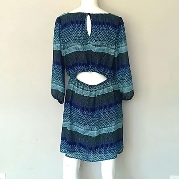 Speechless Long Slleeve Sheer Peek A Boo Back Dress. - Picture 5 of 12